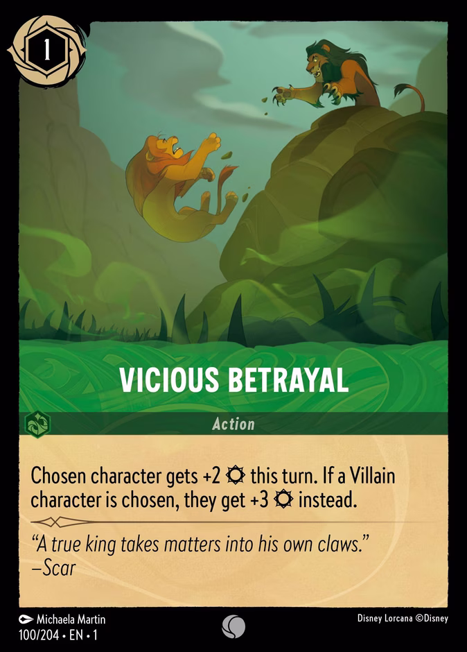 Vicious Betrayal — The First Chapter #100 (Disney Lorcana card)