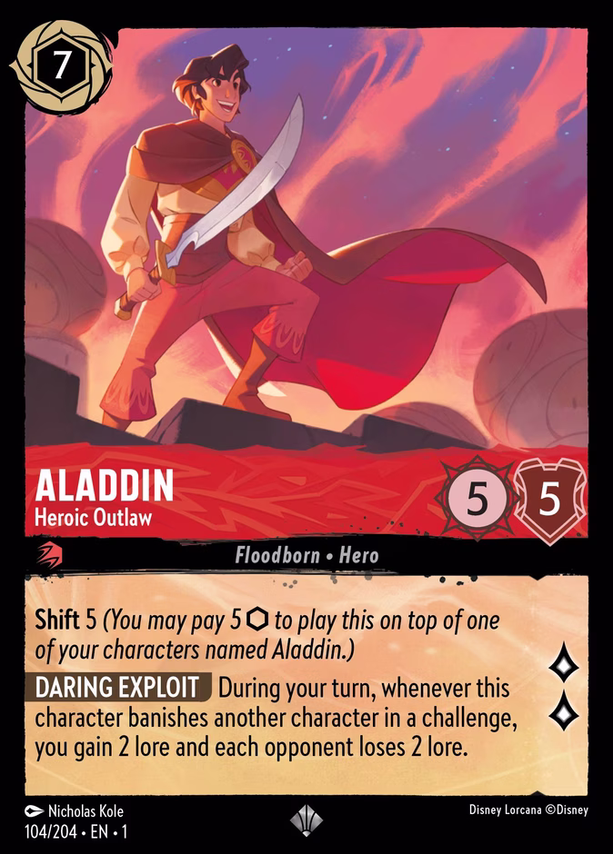 Aladdin - Heroic Outlaw — The First Chapter #104 (Disney Lorcana card)
