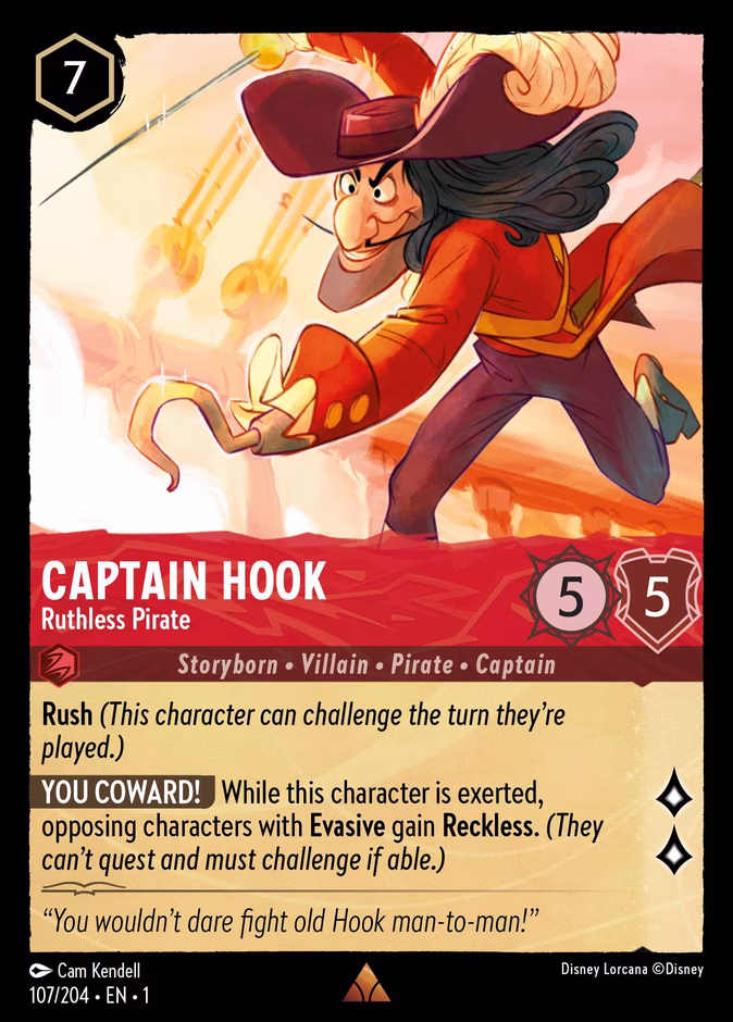 Captain Hook - Ruthless Pirate — The First Chapter #107 (Disney Lorcana card)