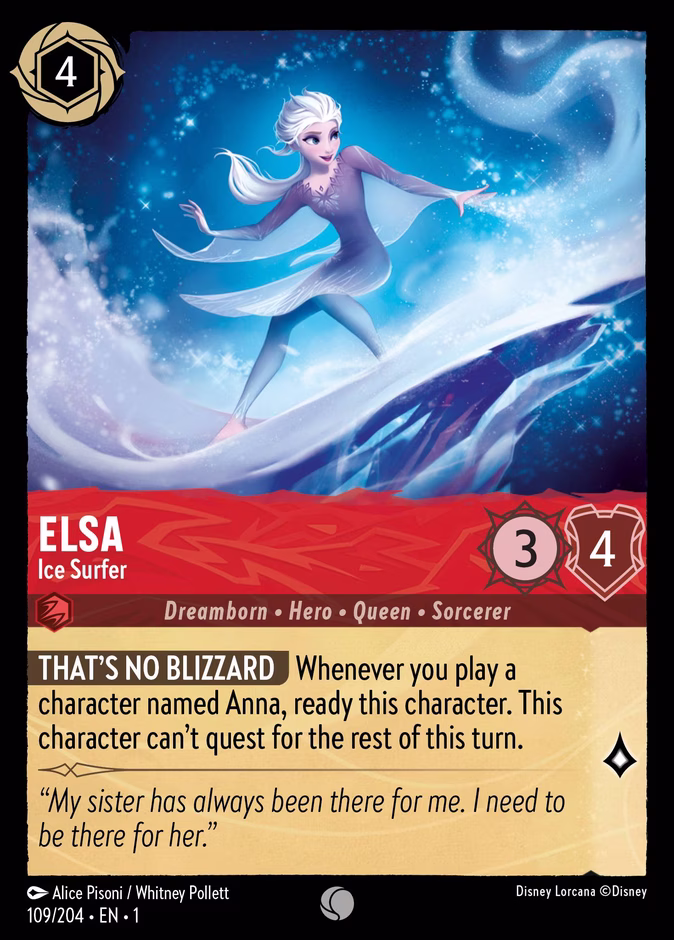Elsa - Ice Surfer — The First Chapter #109 (Disney Lorcana card)