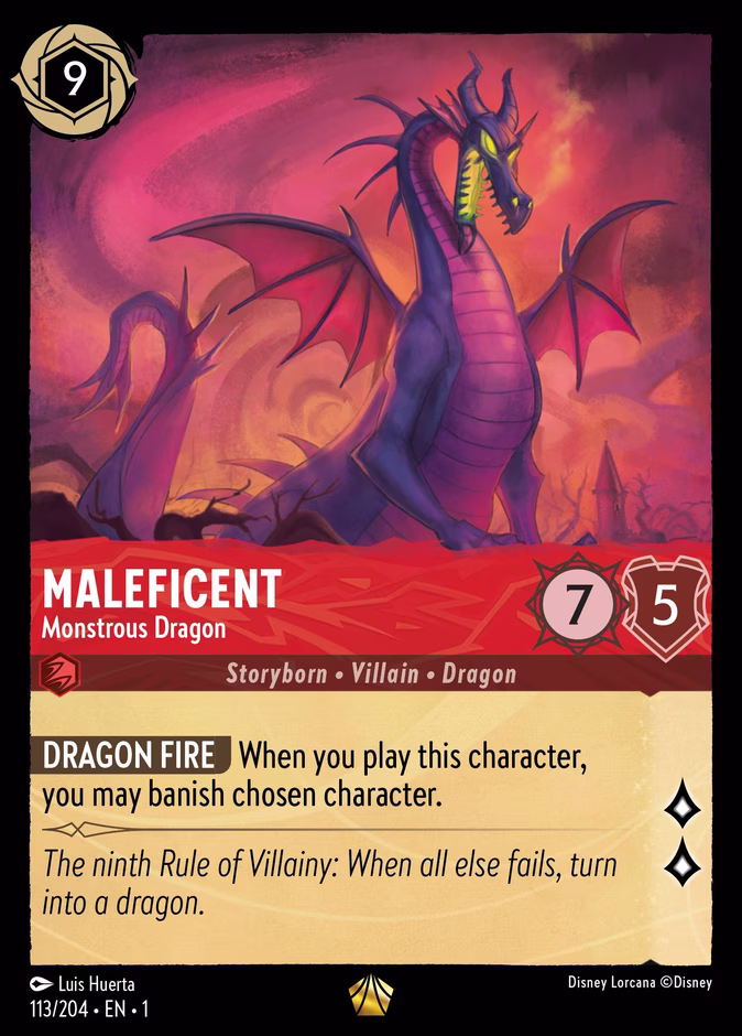 Maleficent - Monstrous Dragon — The First Chapter #113 (Disney Lorcana card)