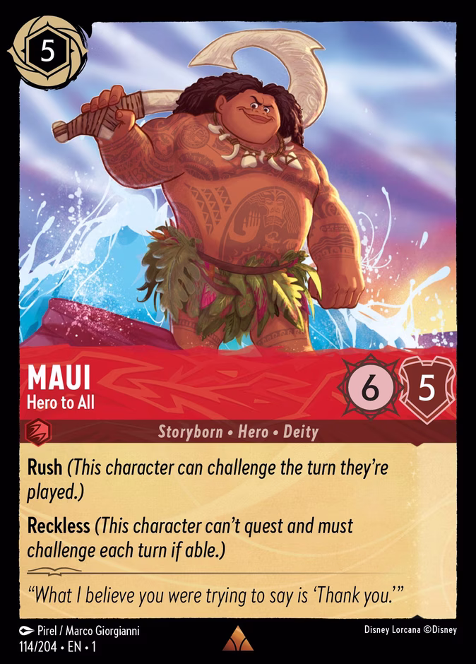 Maui - Hero to All — The First Chapter #114 (Disney Lorcana card)