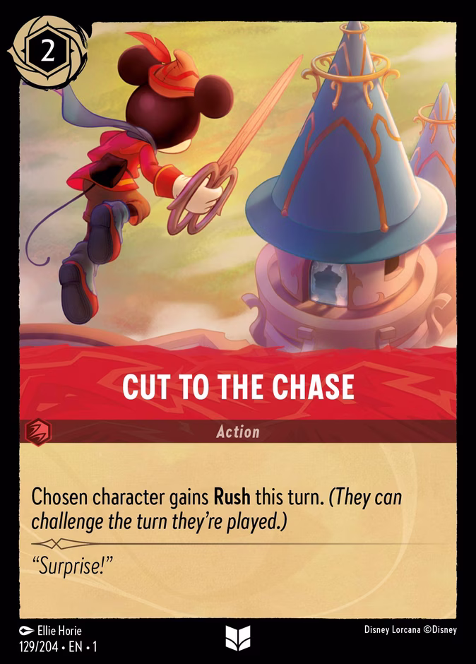 Cut to the Chase — The First Chapter #129 (Disney Lorcana card)