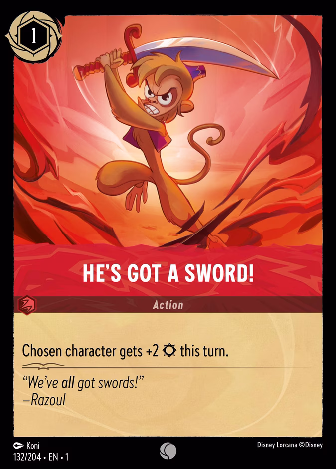 He's Got a Sword! — The First Chapter #132 (Disney Lorcana card)