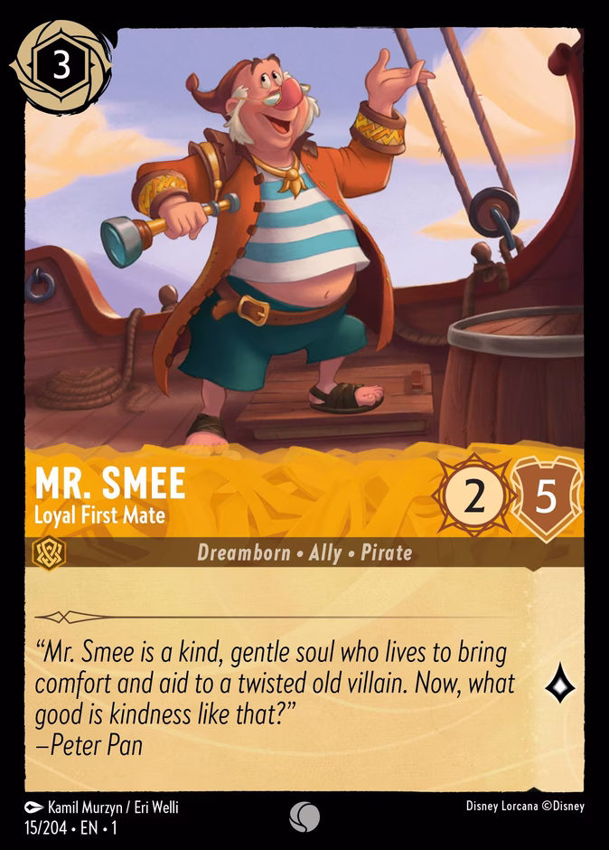 Mr. Smee - Loyal First Mate — The First Chapter #15 (Disney Lorcana card)