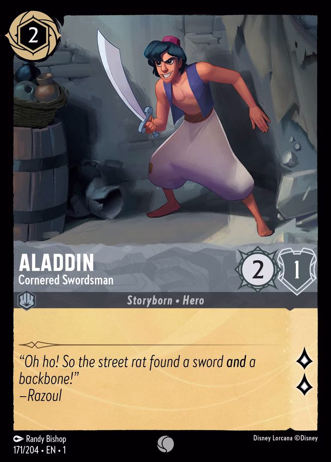 Aladdin - Cornered Swordsman — The First Chapter #171 (Disney Lorcana card)
