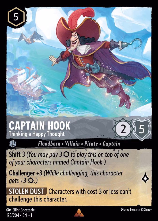Captain Hook - Thinking a Happy Thought — The First Chapter #175 (Disney Lorcana card)