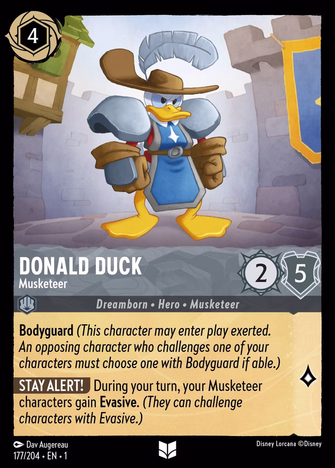 Donald Duck - Musketeer — The First Chapter #177 (Disney Lorcana card)