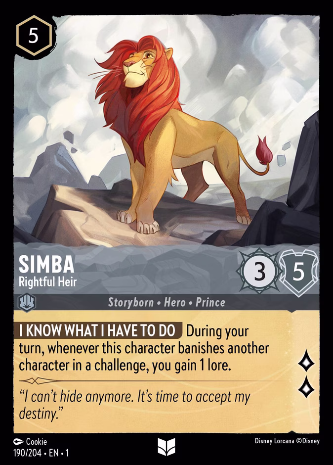 Simba - Rightful Heir — The First Chapter #190 (Disney Lorcana card)