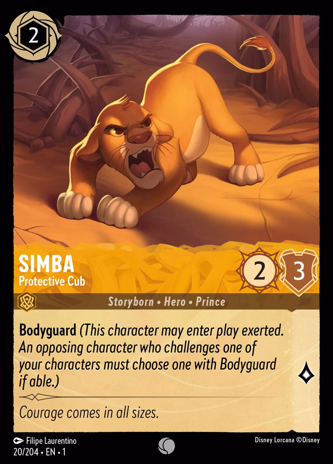Simba - Protective Cub — The First Chapter #20 (Disney Lorcana card)