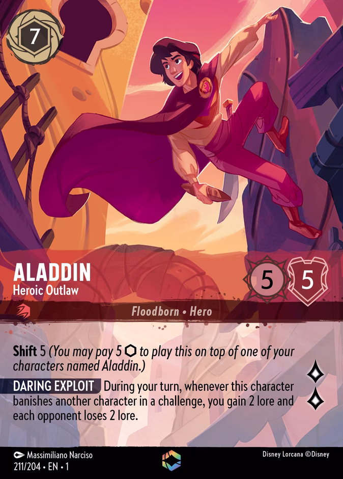 Aladdin - Heroic Outlaw — The First Chapter #211 (Disney Lorcana card)