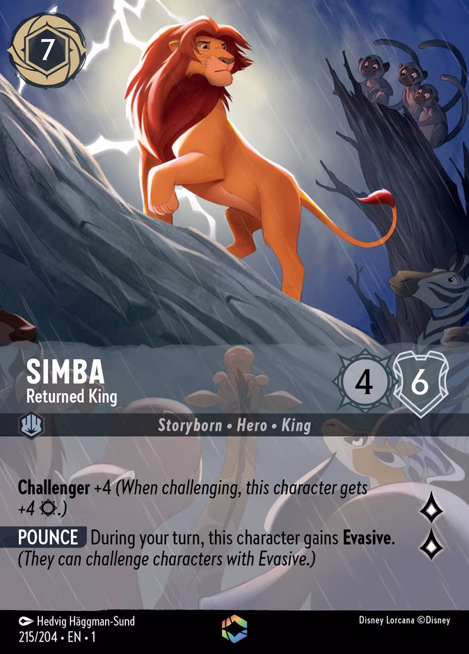 Simba - Returned King — The First Chapter #215 (Disney Lorcana card)