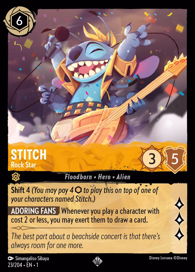 Stitch - Rock Star — The First Chapter #23 (Disney Lorcana card)