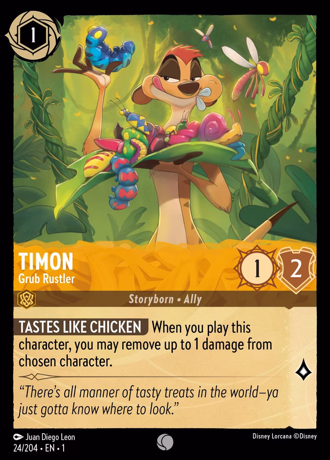 Timon - Grub Rustler — The First Chapter #24 (Disney Lorcana card)
