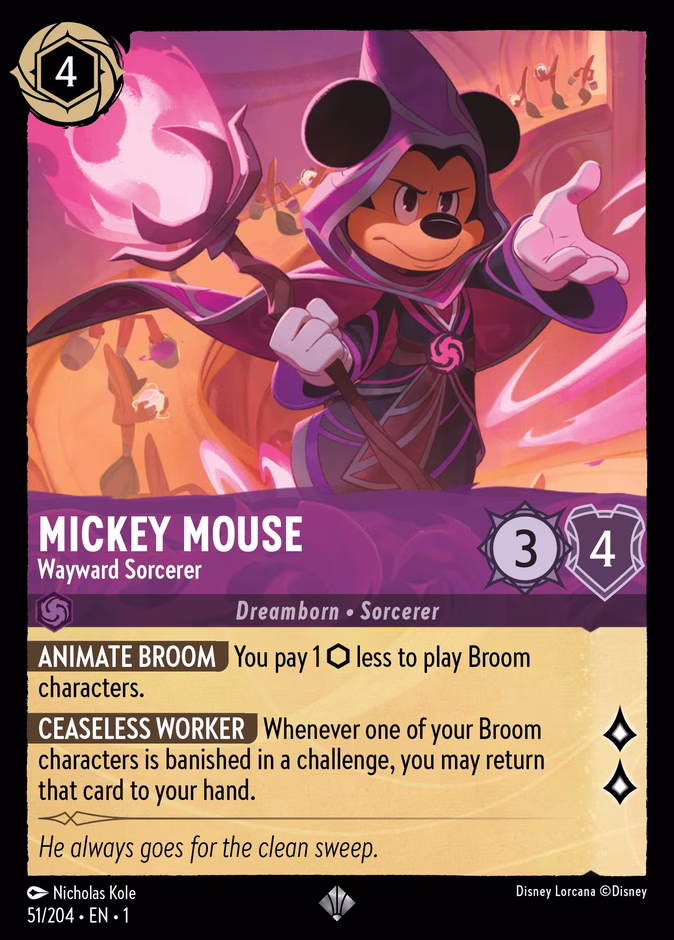 Mickey Mouse - Wayward Sorcerer — The First Chapter #51 (Disney Lorcana card)