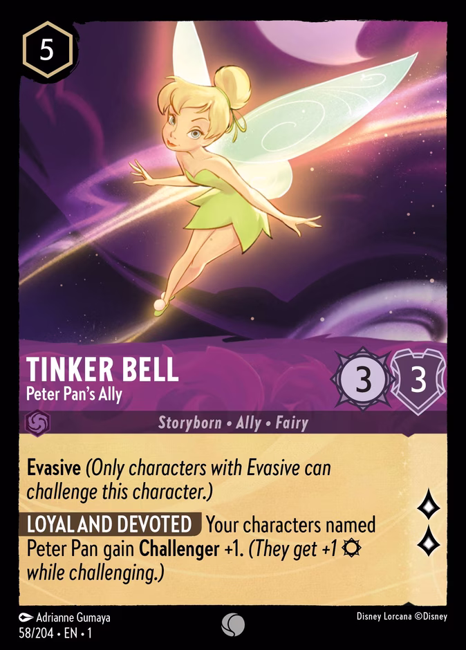 Tinker Bell - Peter Pan's Ally — The First Chapter #58 (Disney Lorcana card)