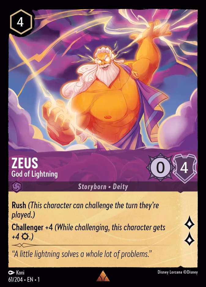 Zeus - God of Lightning — The First Chapter #61 (Disney Lorcana card)