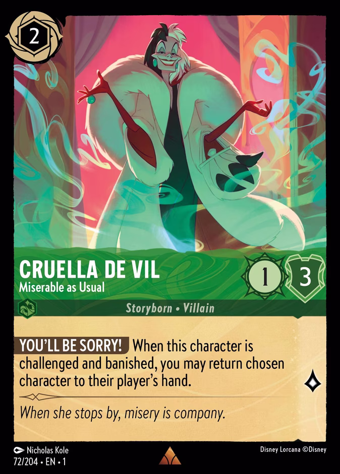 Cruella De Vil - Miserable as Usual — The First Chapter #72 (Disney Lorcana card)