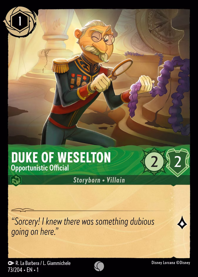 Duke of Weselton - Opportunistic Official — The First Chapter #73 (Disney Lorcana card)