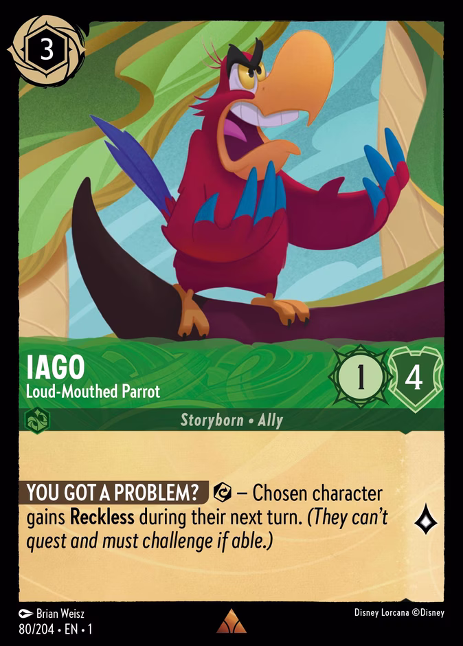 Iago - Loud-Mouthed Parrot — The First Chapter #80 (Disney Lorcana card)