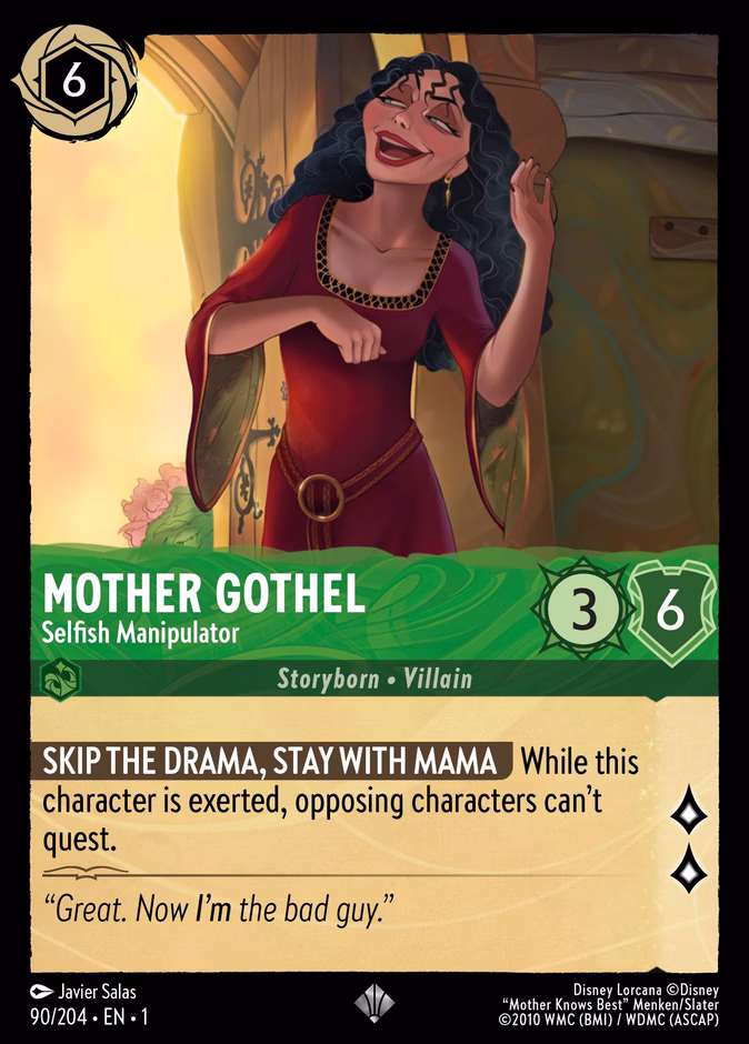 Mother Gothel - Selfish Manipulator — The First Chapter #90 (Disney Lorcana card)