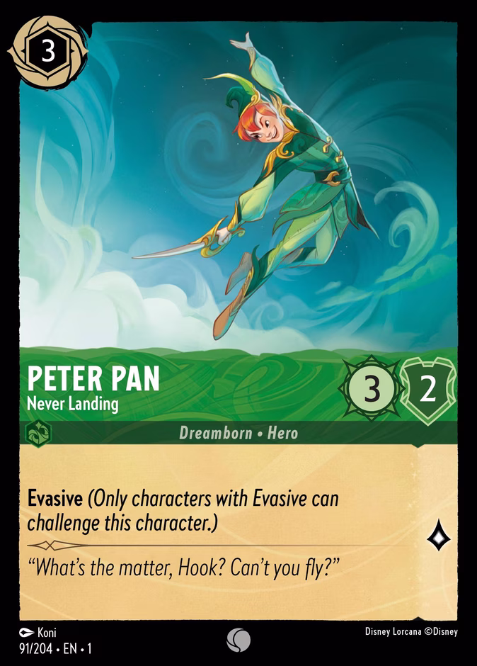 Peter Pan - Never Landing — The First Chapter #91 (Disney Lorcana card)
