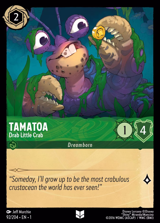 Tamatoa - Drab Little Crab — The First Chapter #92 (Disney Lorcana card)