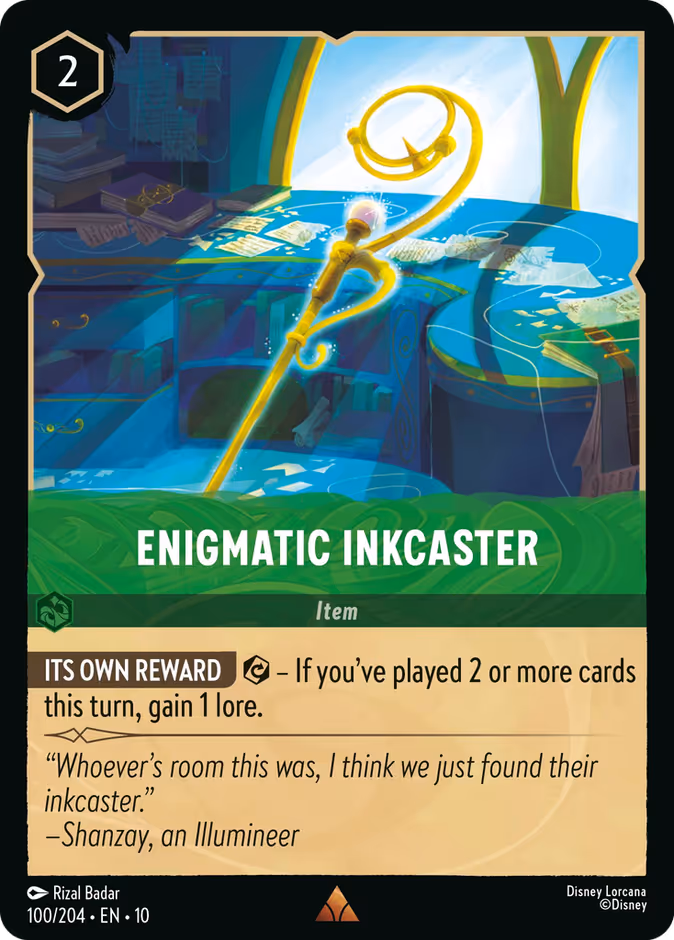 Enigmatic Inkcaster — Whispers in the Well #100 (Disney Lorcana card)