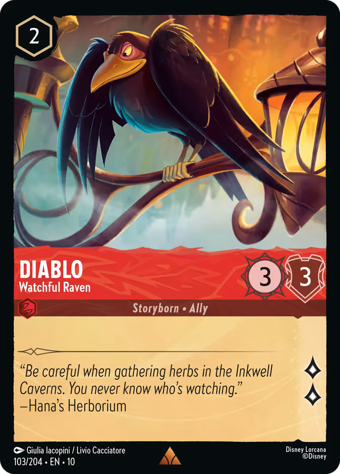 Diablo - Watchful Raven — Whispers in the Well #103 (Disney Lorcana card)