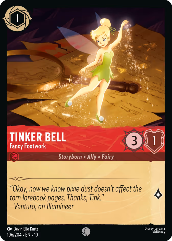 Tinker Bell - Fancy Footwork — Whispers in the Well #106 (Disney Lorcana card)