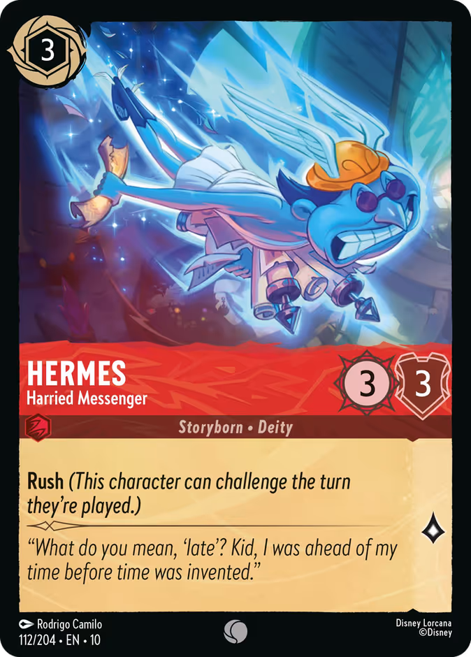 Hermes - Harried Messenger — Whispers in the Well #112 (Disney Lorcana card)