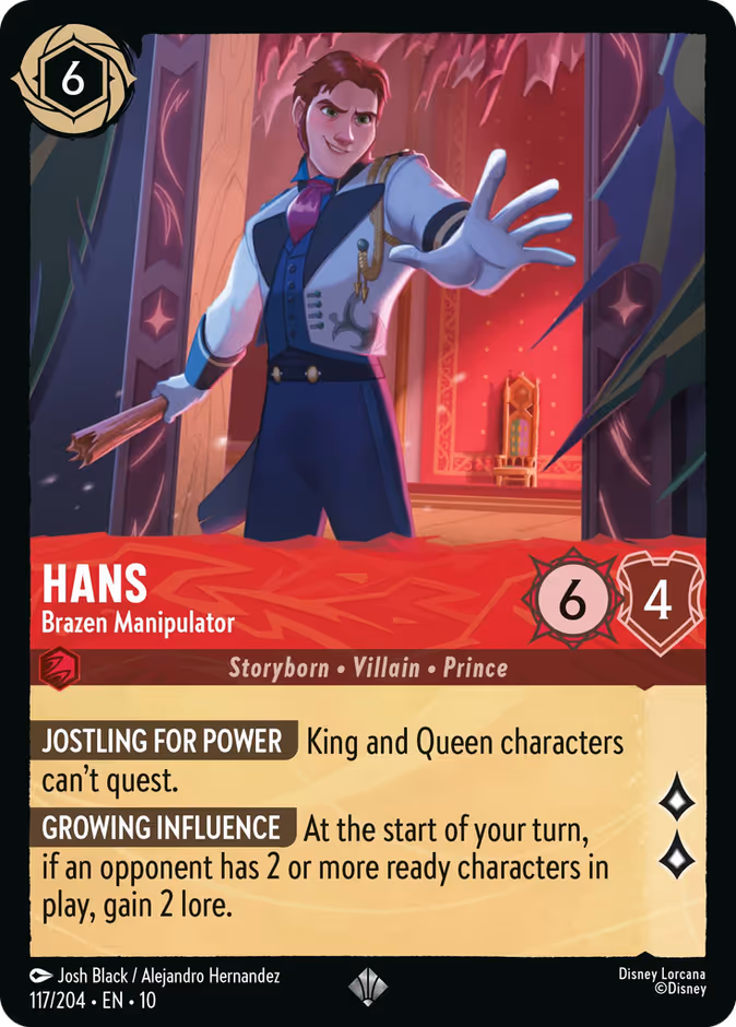 Hans - Brazen Manipulator — Whispers in the Well #117 (Disney Lorcana card)