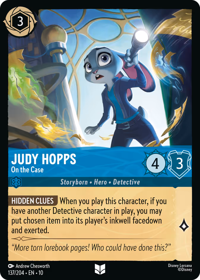 Judy Hopps - On the Case — Whispers in the Well #137 (Disney Lorcana card)