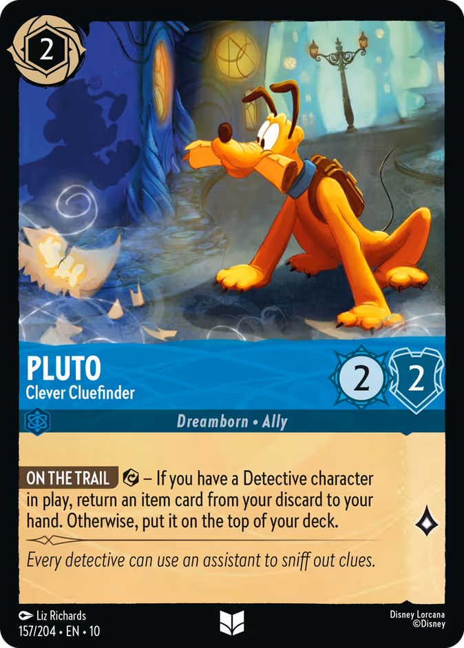 Pluto - Clever Cluefinder — Whispers in the Well #157 (Disney Lorcana card)