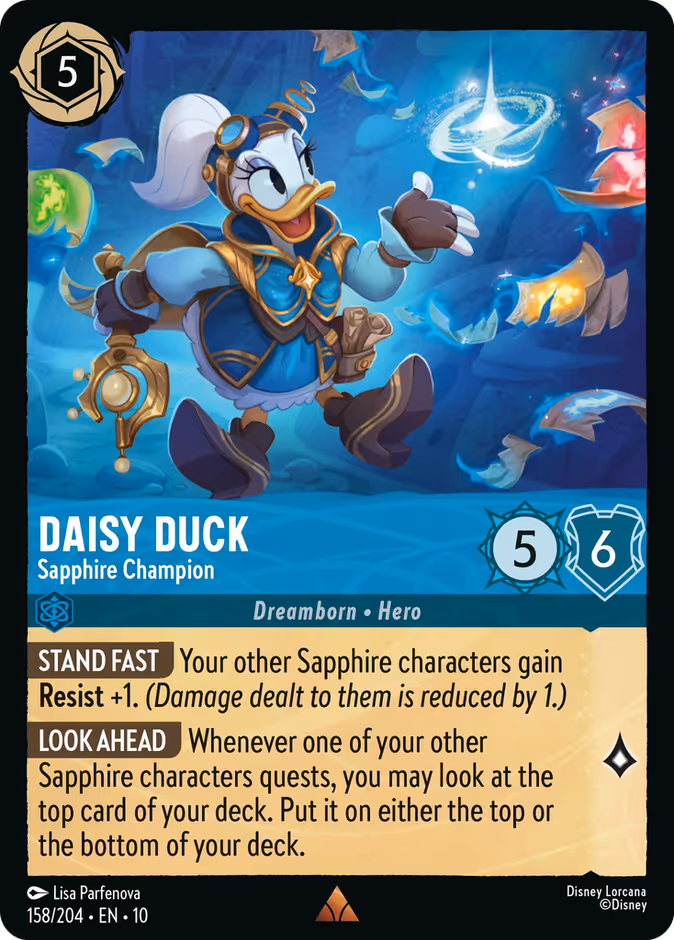 Daisy Duck - Sapphire Champion — Whispers in the Well #158 (Disney Lorcana card)