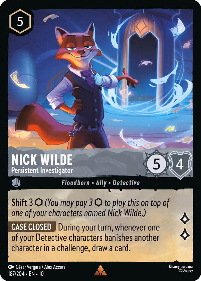 Nick Wilde - Persistent Investigator — Whispers in the Well #187 (Disney Lorcana card)