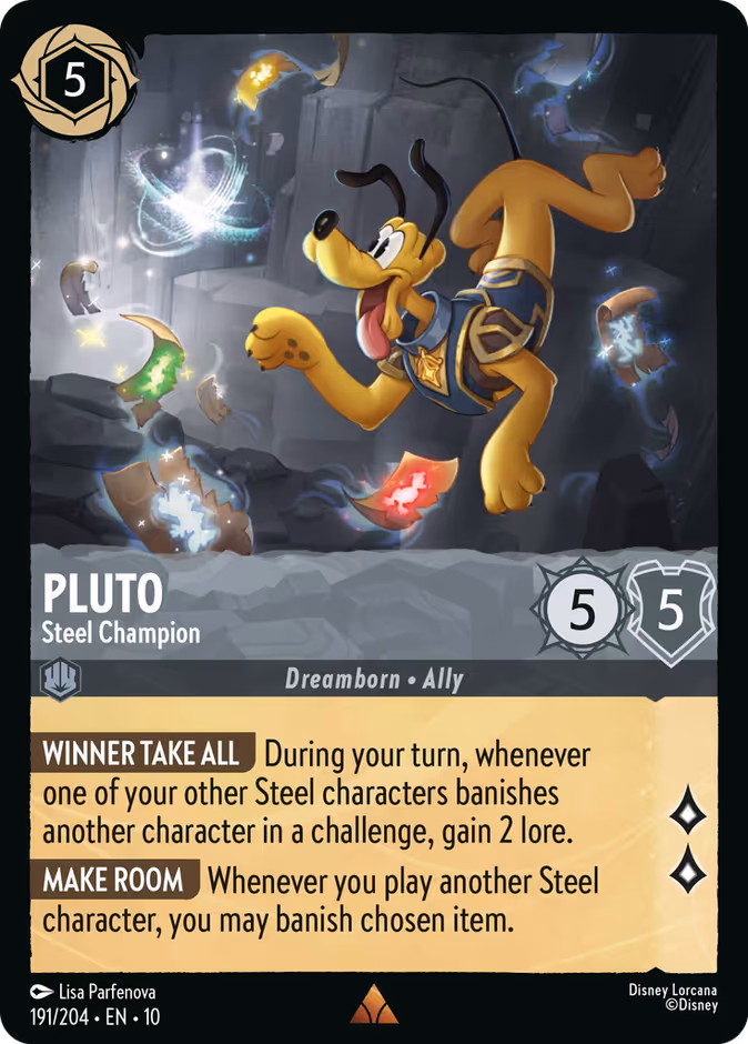 Pluto - Steel Champion — Whispers in the Well #191 (Disney Lorcana card)