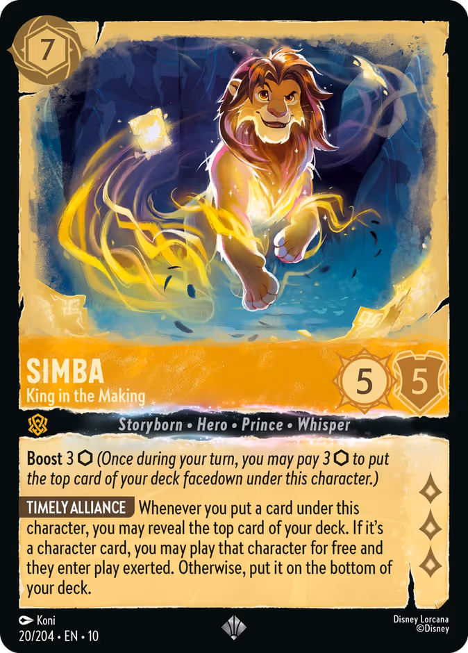 Simba - King in the Making — Whispers in the Well #20 (Disney Lorcana card)
