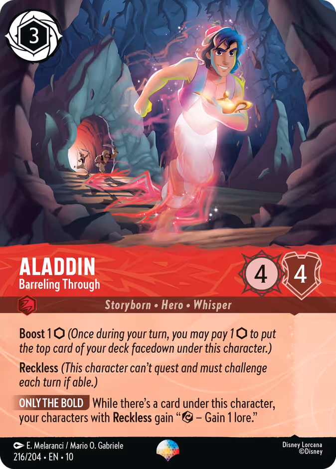Aladdin - Barreling Through — Whispers in the Well #216 (Disney Lorcana card)