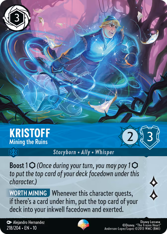 Kristoff - Mining the Ruins — Whispers in the Well #218 (Disney Lorcana card)