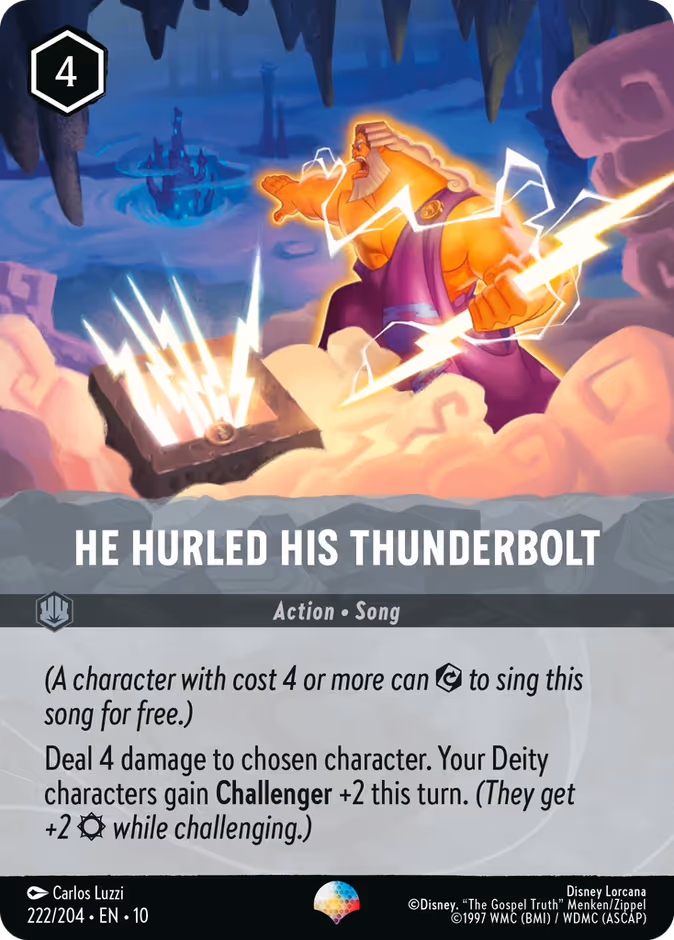 He Hurled His Thunderbolt — Whispers in the Well #222 (Disney Lorcana card)