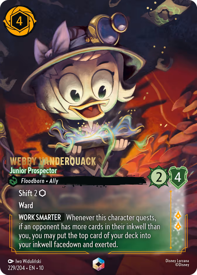 Webby Vanderquack - Junior Prospector — Whispers in the Well #229 (Disney Lorcana card)