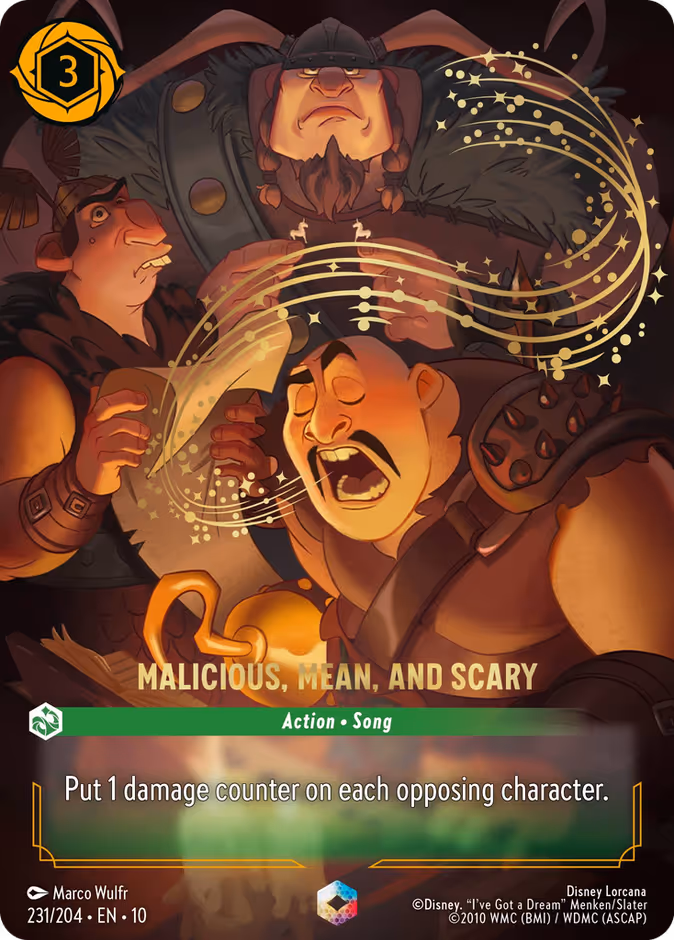 Malicious, Mean, and Scary — Whispers in the Well #231 (Disney Lorcana card)
