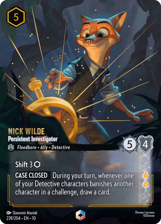 Nick Wilde - Persistent Investigator — Whispers in the Well #239 (Disney Lorcana card)