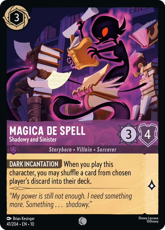 Magica De Spell - Shadowy and Sinister — Whispers in the Well #41 (Disney Lorcana card)