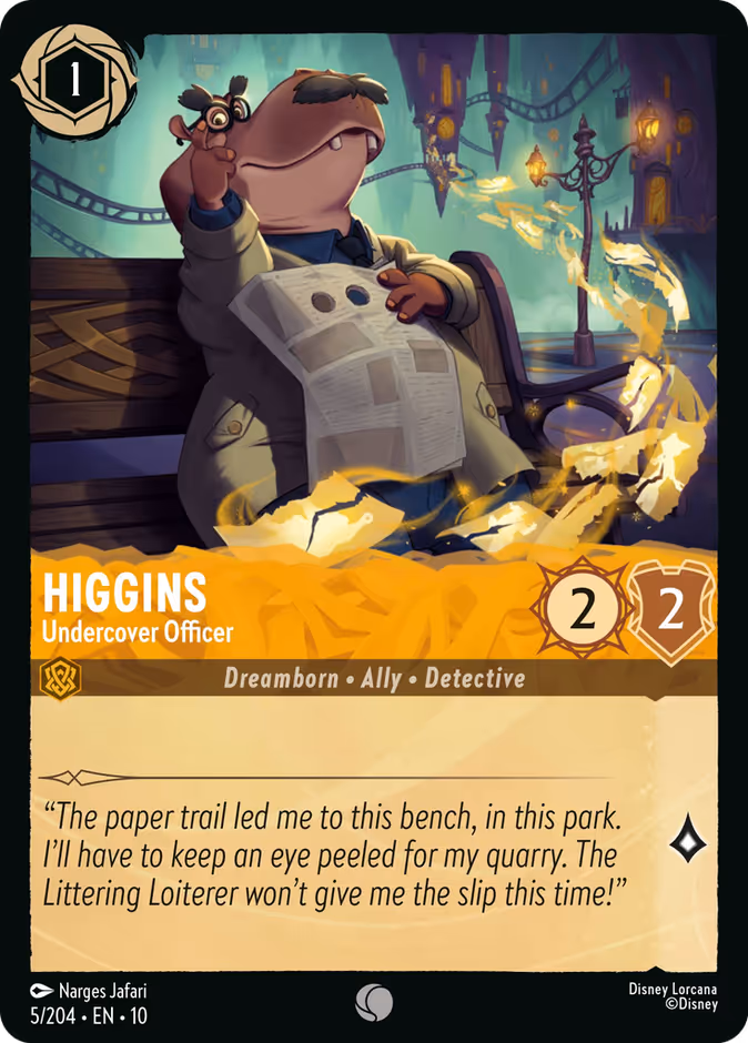 Higgins - Undercover Officer — Whispers in the Well #5 (Disney Lorcana card)