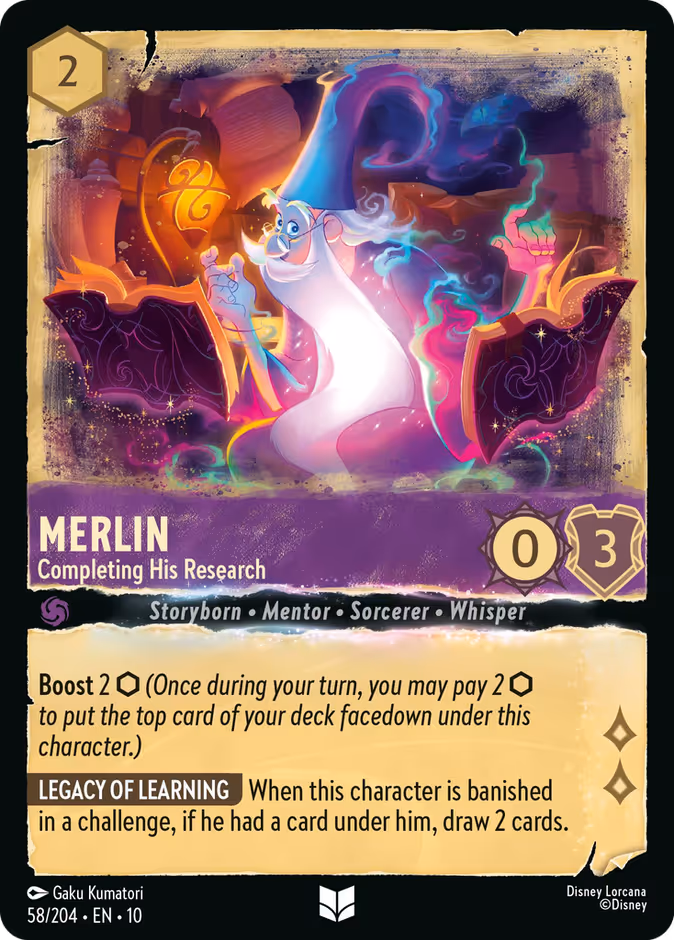 Merlin - Completing His Research — Whispers in the Well #58 (Disney Lorcana card)