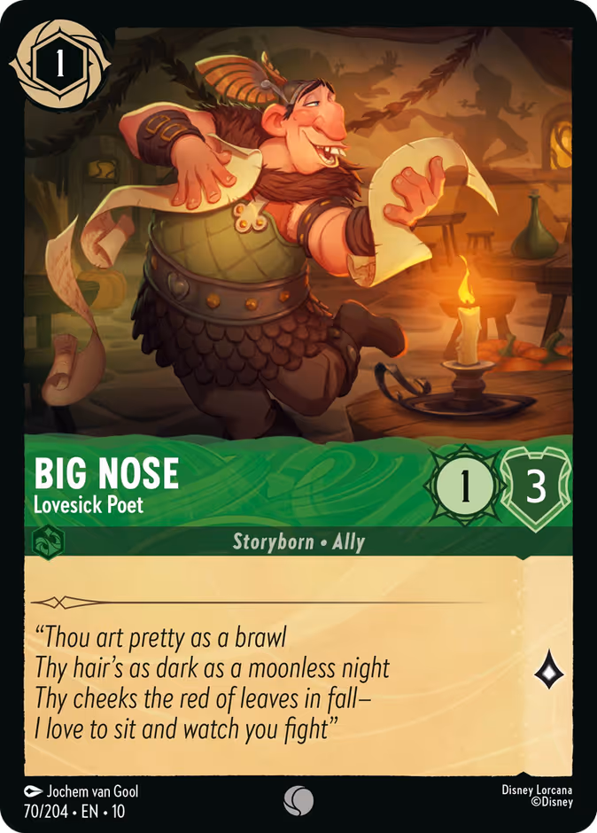 Big Nose - Lovesick Poet — Whispers in the Well #70 (Disney Lorcana card)