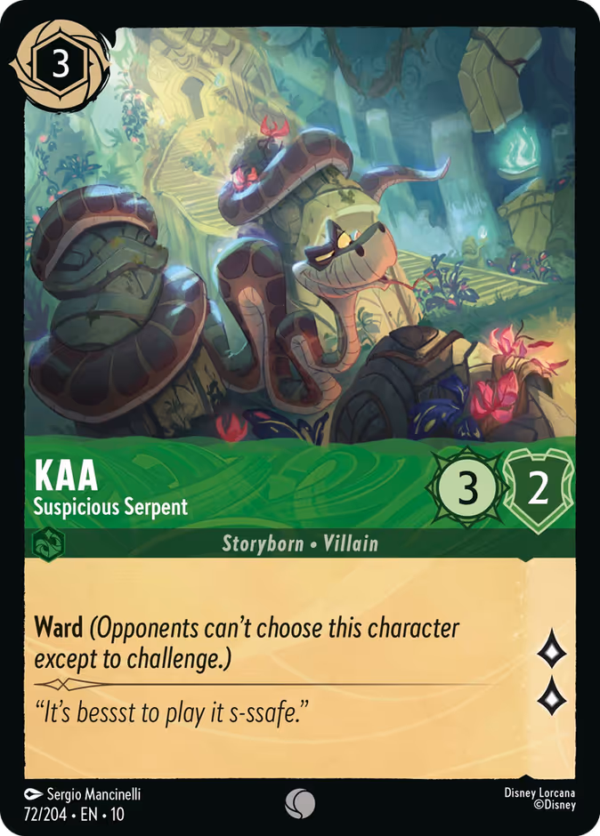Kaa - Suspicious Serpent — Whispers in the Well #72 (Disney Lorcana card)