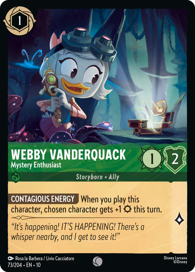 Webby Vanderquack - Mystery Enthusiast — Whispers in the Well #73 (Disney Lorcana card)